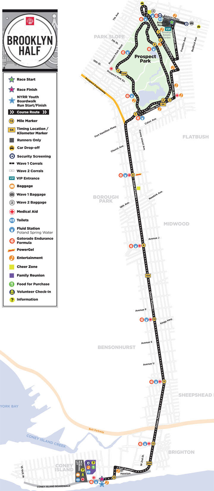 Map for the May 2017 Brooklyn Half-Marathon