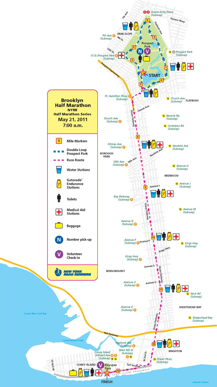 Map for the May 2011 Brooklyn Half-Marathon