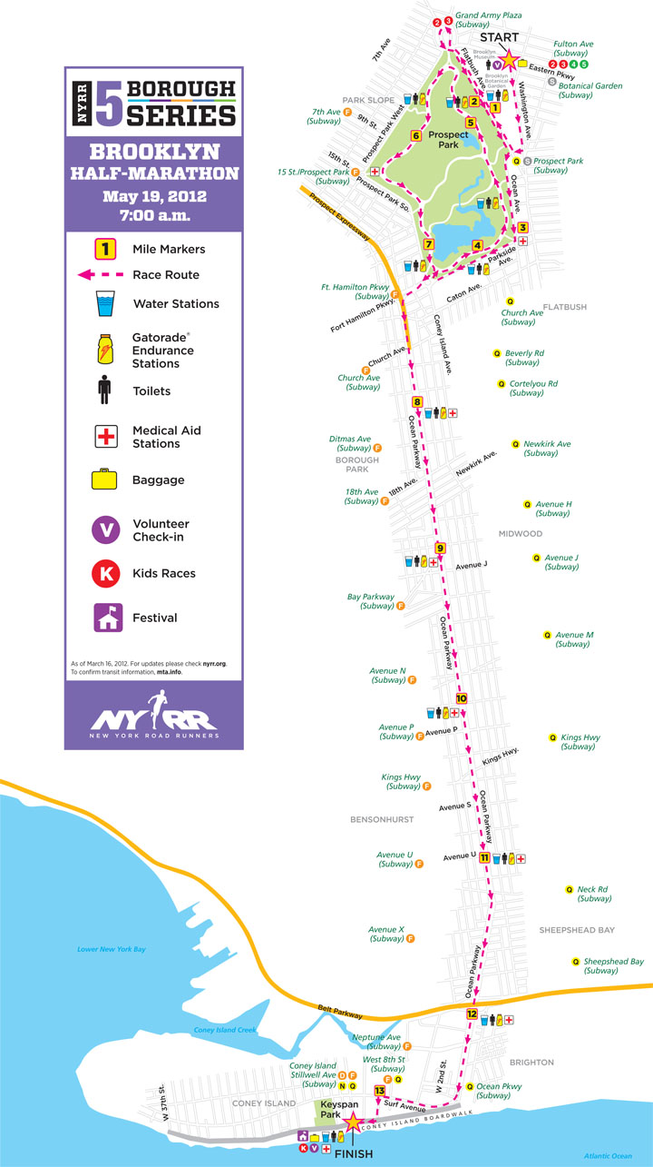 Map for the May 2012 Brooklyn Half-Marathon