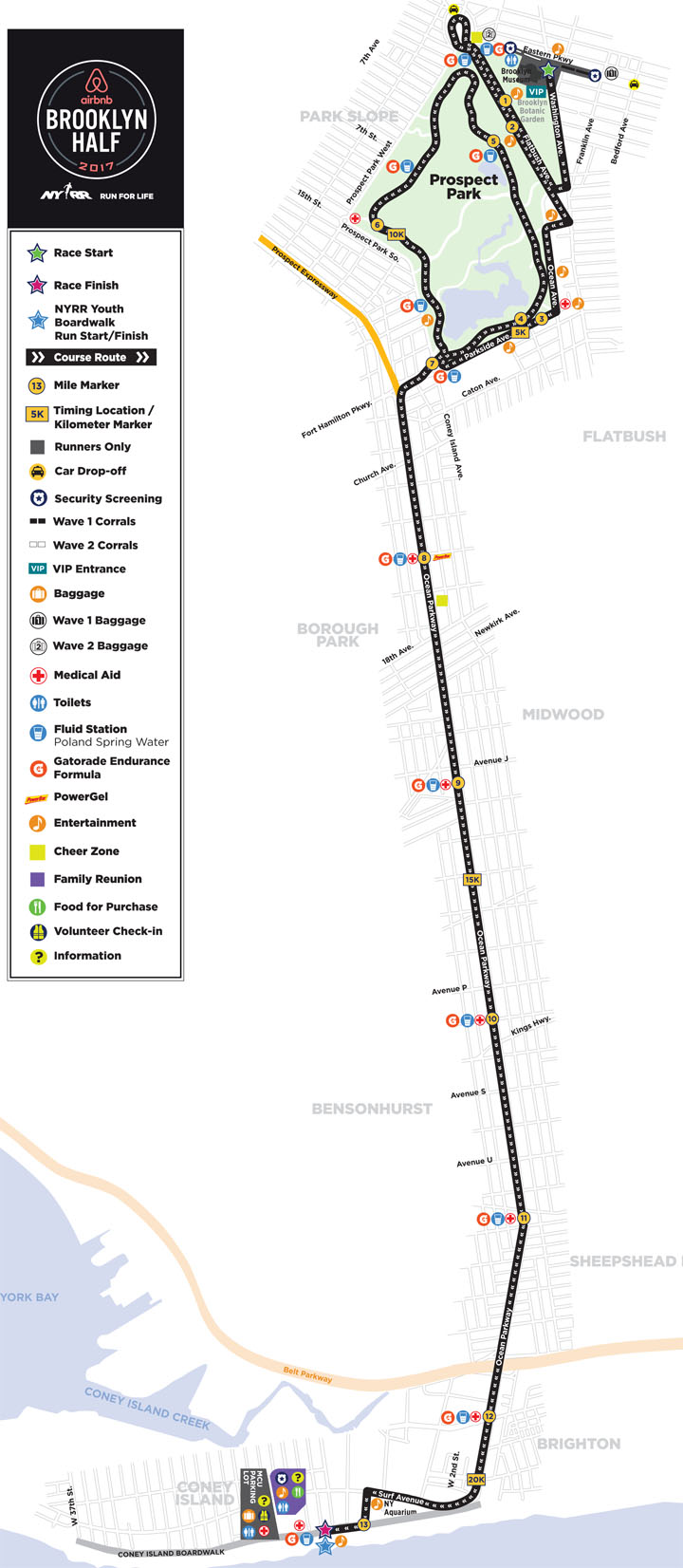 Map for the May 2017 Brooklyn Half-Marathon