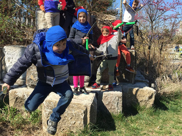 Emmett is a Ninja Warrier at Quentin's birthday party!