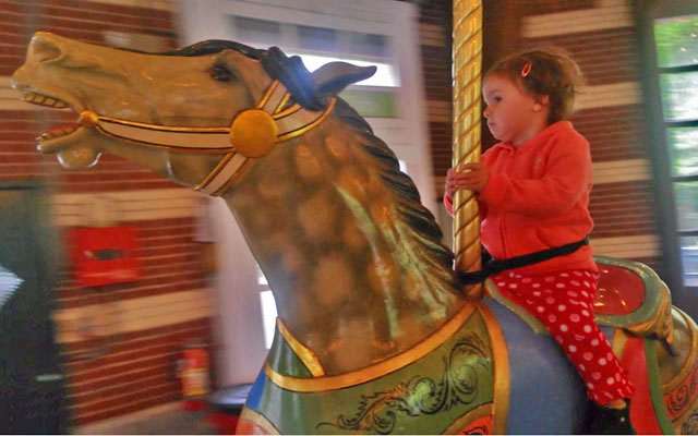 Eloise Assesses A Prospect Park Carousel Horsie!